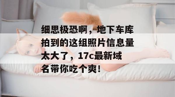 细思极恐啊，地下车库拍到的这组照片信息量太大了，17c最新域名带你吃个爽！